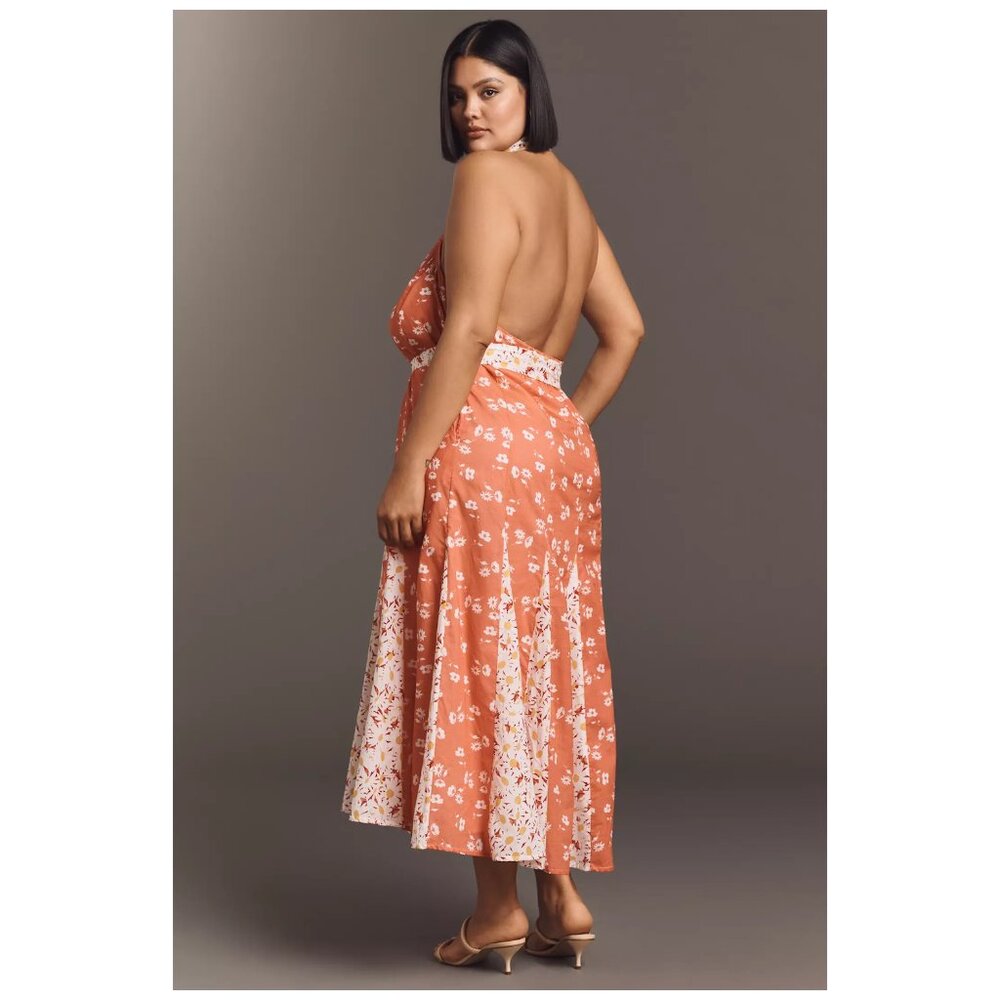 ANTHROPOLOGIE | Maeve Halter Open-Back Godet Midi Shirt Dress | NWT - Picture 5 of 9